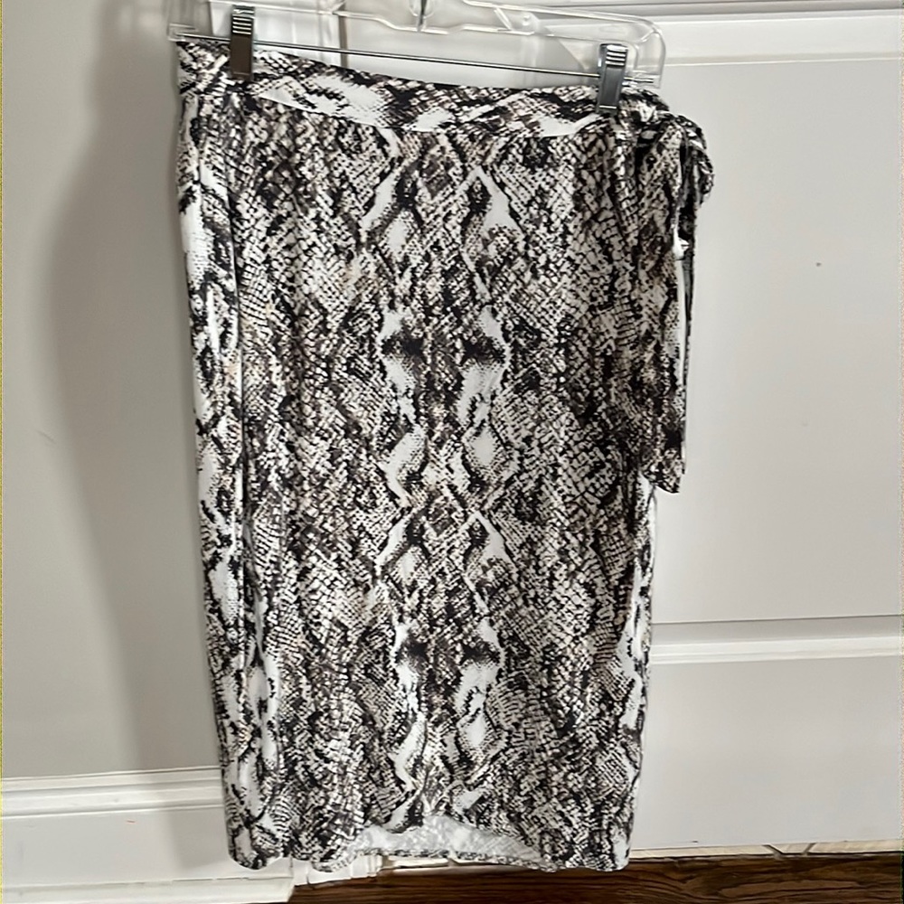 Snakeskin print wrap skirt